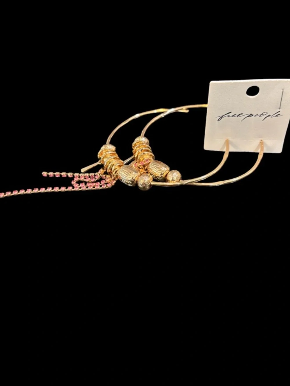 Free People Flume Hoops Gold/Pink NWT